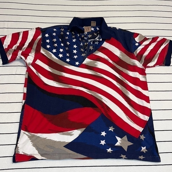 CT American Flag Red White and Blue Graphic Polo Shirt - Picture 1 of 11